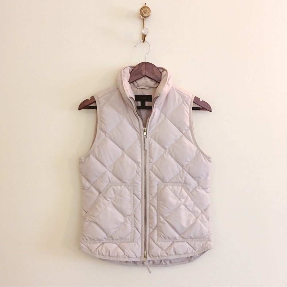 J. Crew Quilted Down Puffer Vest Taupe Jacket XS